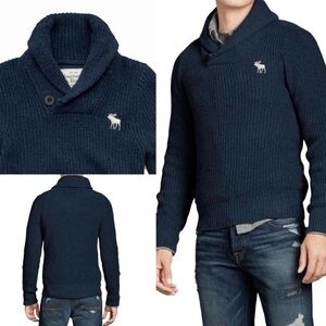 Abercrombie & Fitch Men's Shawl Collar Sweater - Dark Navy